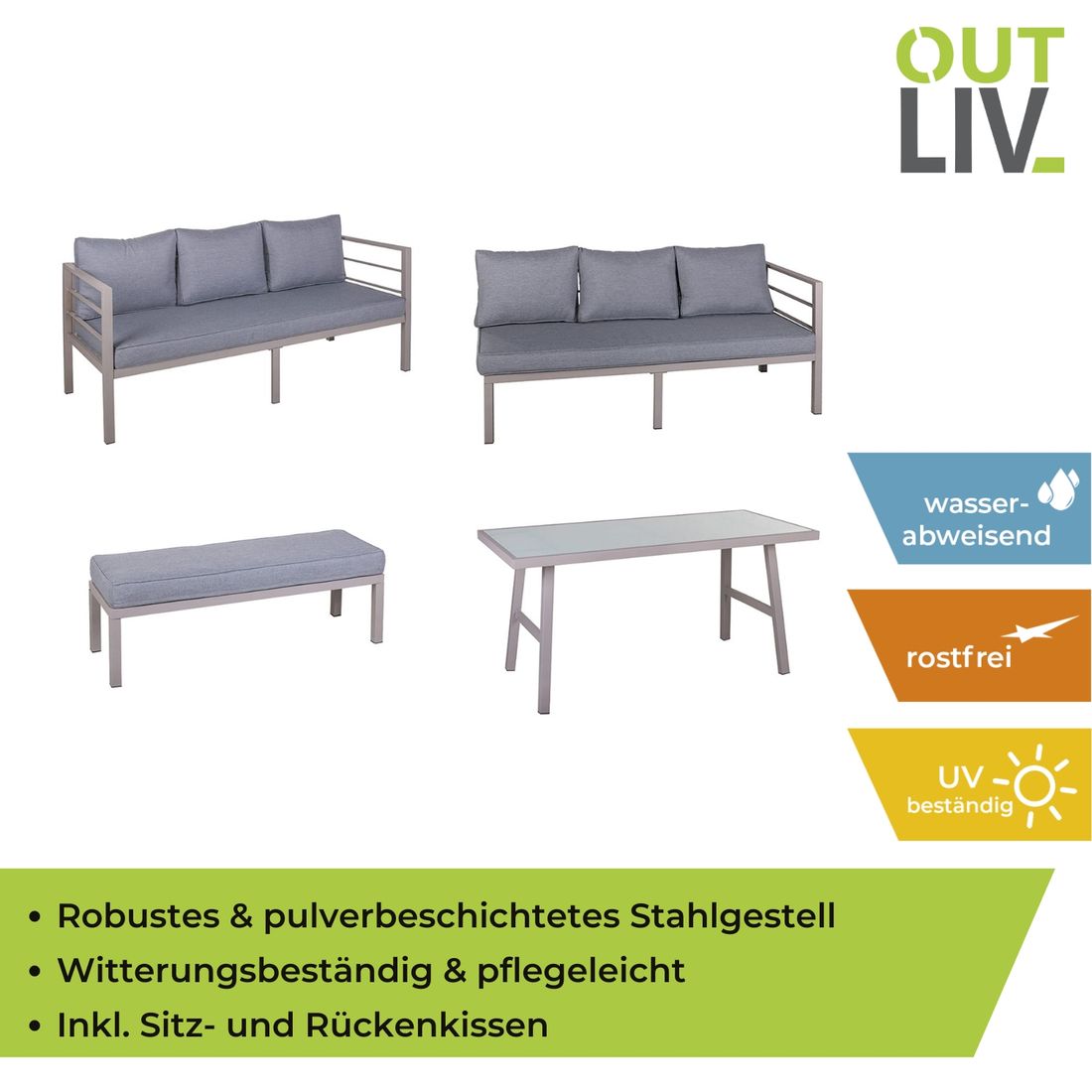 OUTLIV. Dininglounge Stahl/Olefin