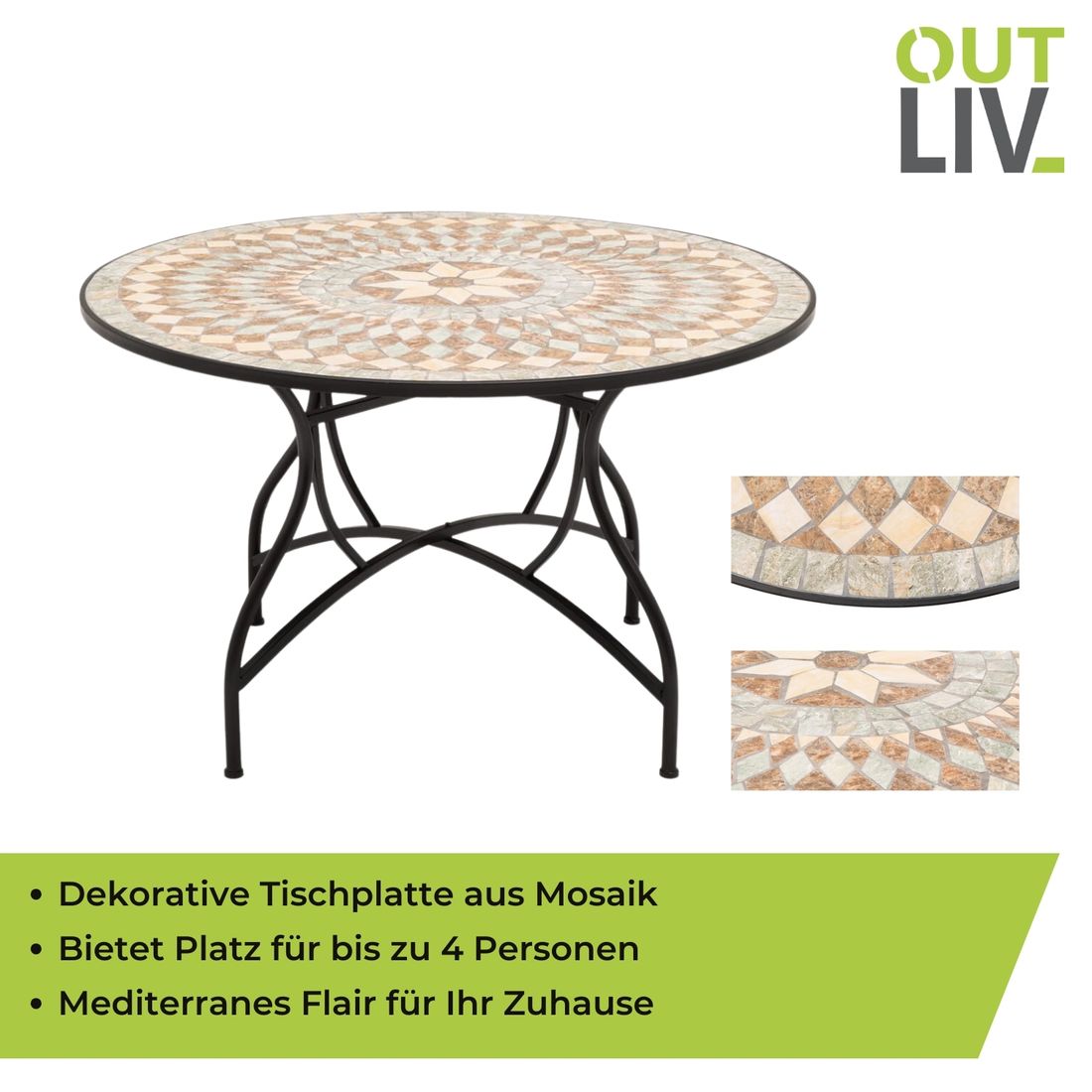OUTLIV. Mosaik Gartentisch Eisen/Mosaik