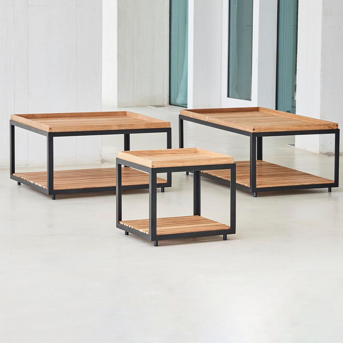 Cane-Line Level Beistelltisch 48x48cm Aluminium/Teak