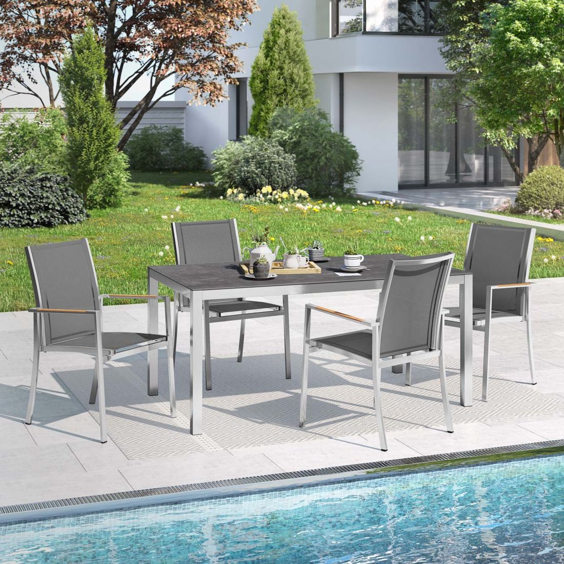 OUTLIV. Oviedo Gartenmöbel-Set M (4 Plätze) Tisch 160x90cm