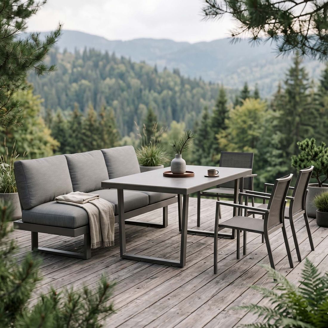 OUTLIV. Atlanta Gartenmöbel-Set L (6 Plätze) verstellbar Tisch 160x90cm