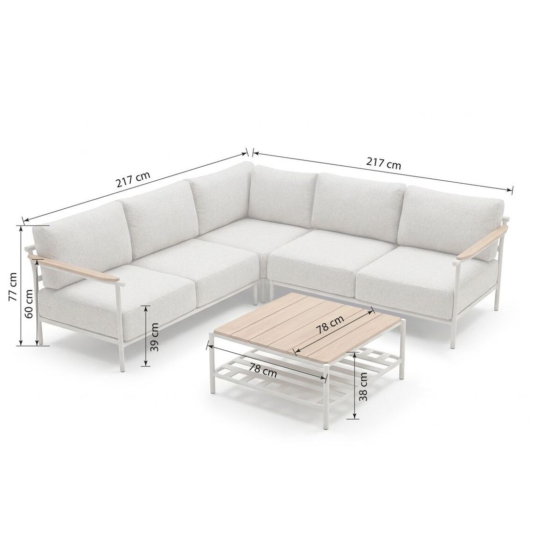 Stern Francis Ecklounge inkl. Loungetisch Aluminium/Gurtbespannung/Polyacryl