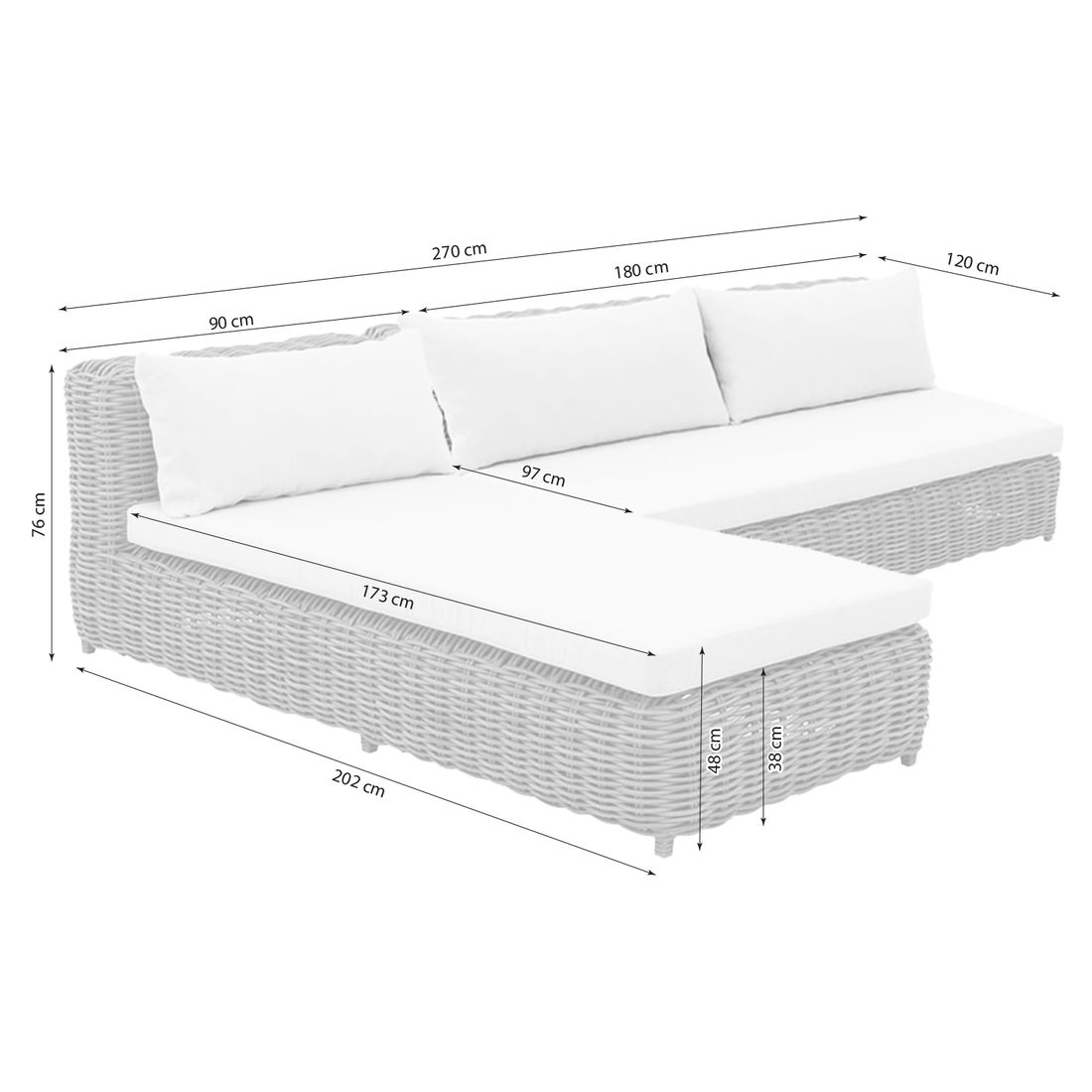 OUTLIV. Versailles Ecklounge Geflecht/Spun Polyester