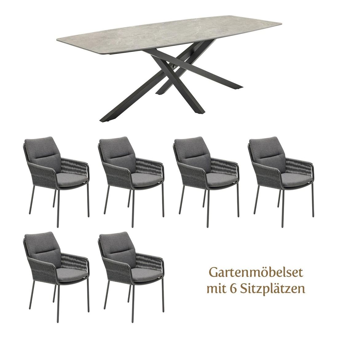 LC Garden Como Gartenmöbel-Set L (6 Plätze) Tisch 200x100cm