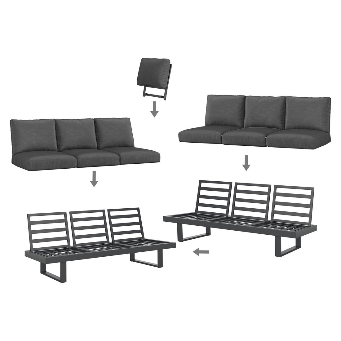 OUTLIV. Atlanta Dininglounge verstellbar Aluminium/Olefin
