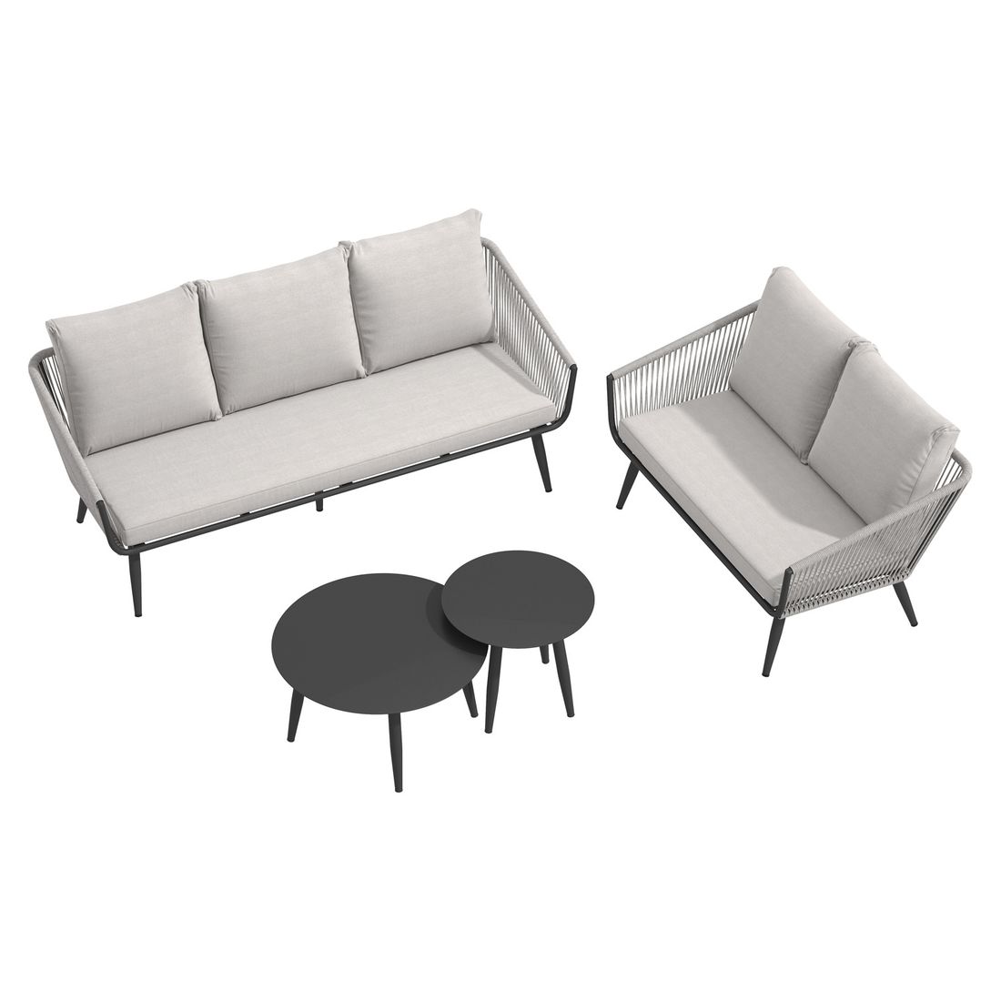OUTLIV. Alex Loungeset inkl. Loungetische Aluminium/Rope/Olefin