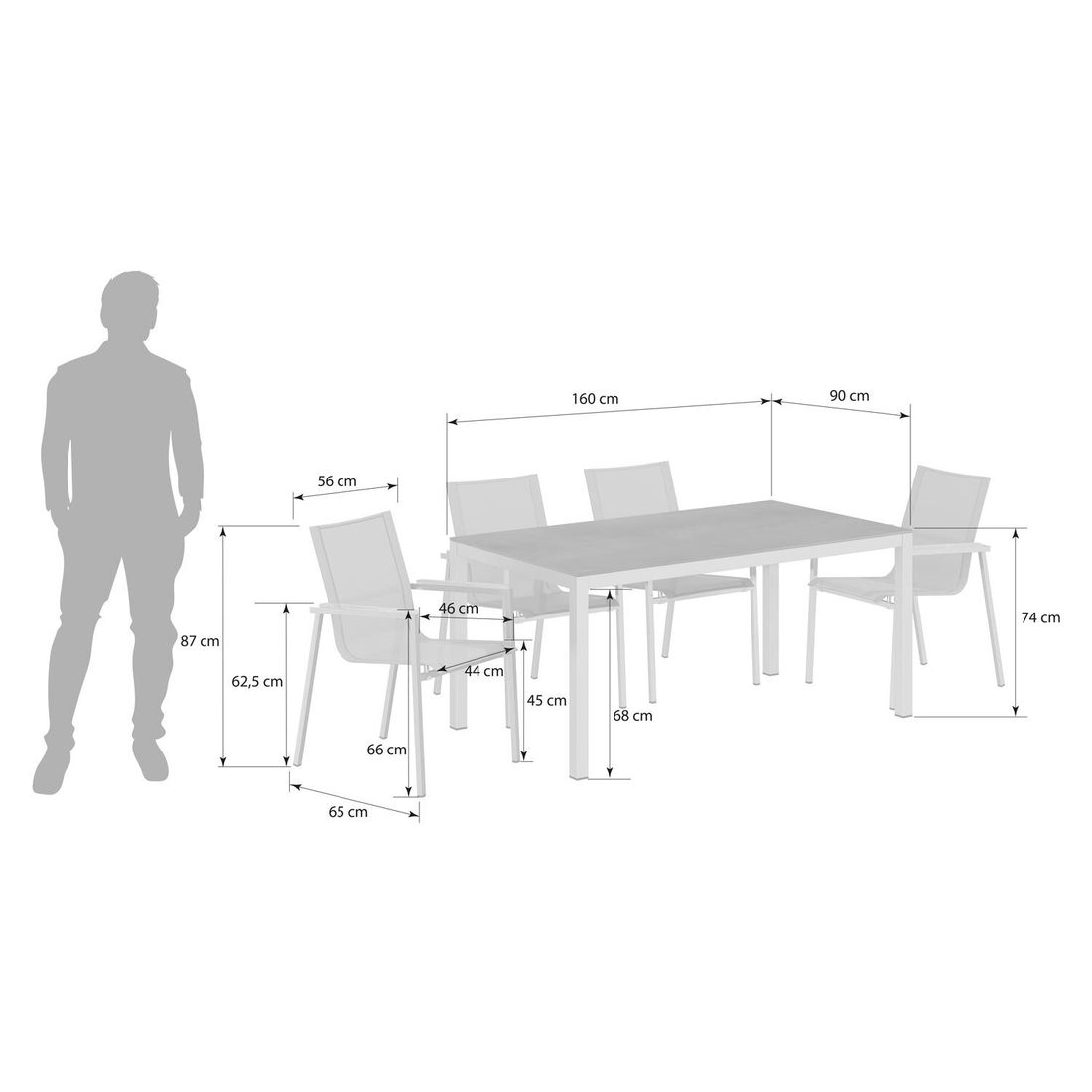 Stern Cardiff Gartenmöbel-Set M (4 Plätze) mit OUTLIV. Tisch 160x90cm