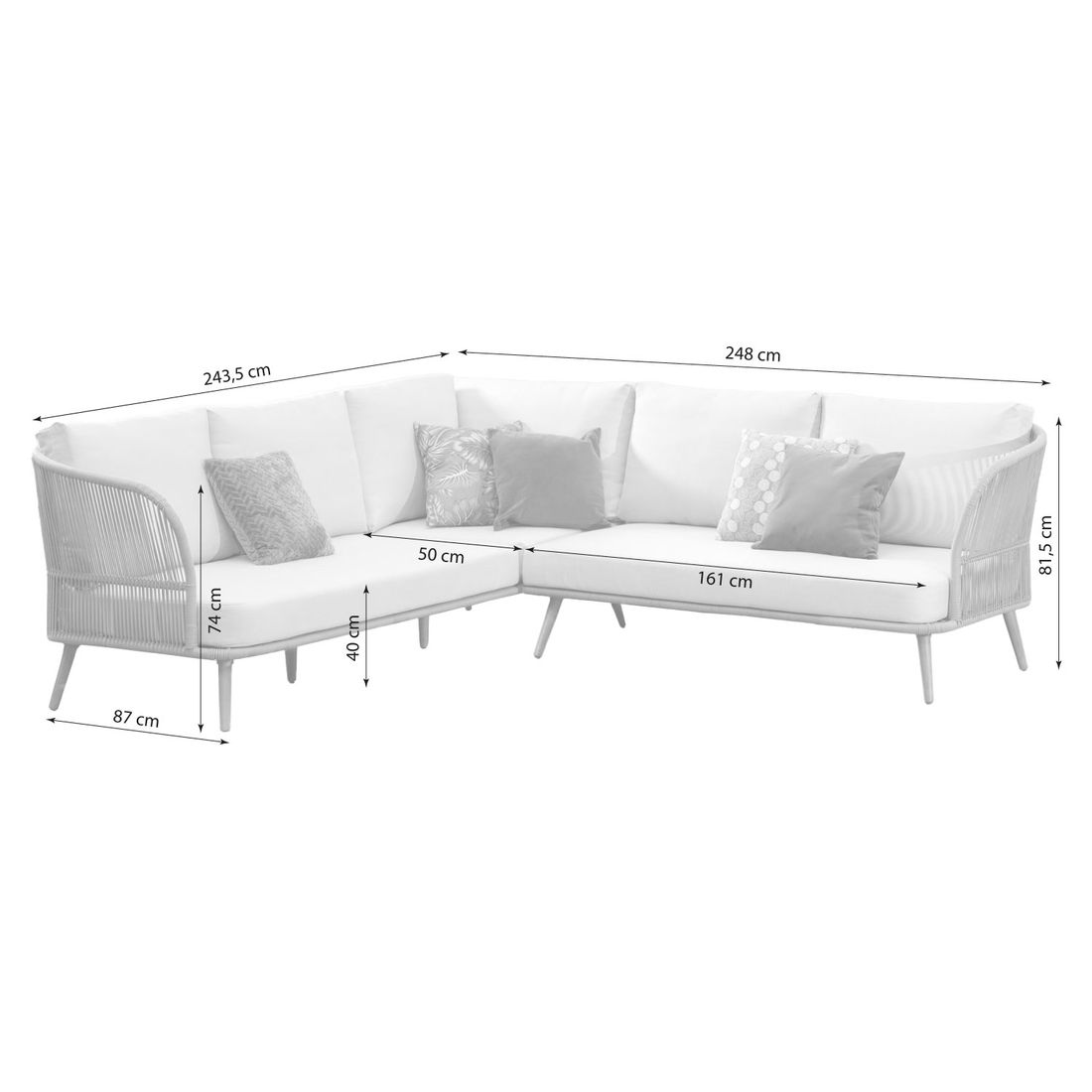 OUTLIV. Swallow Ecklounge inkl. Loungetisch Aluminium/Rope/Polyester