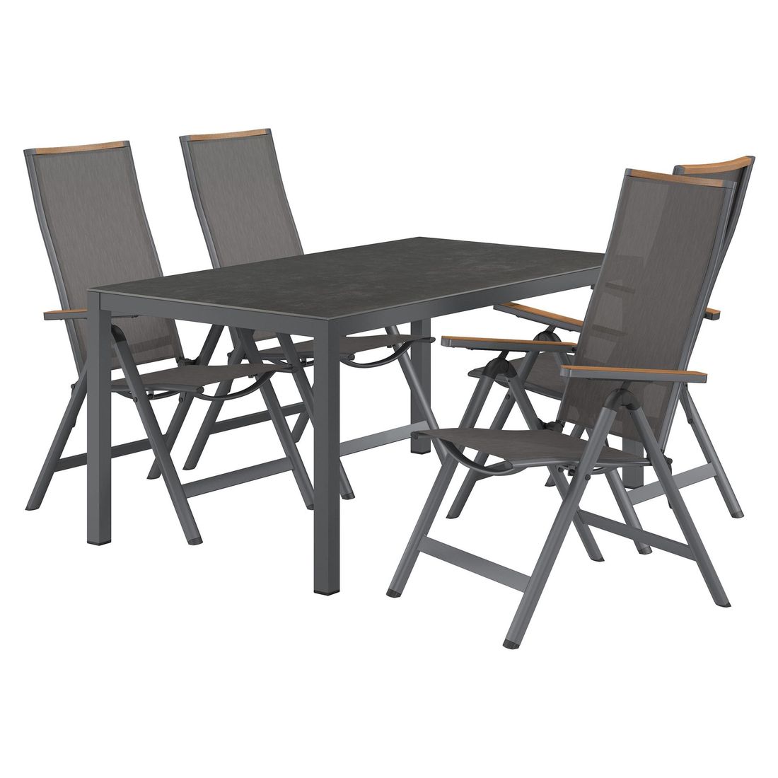 OUTLIV. Jacob Gartenmöbel-Set M verstellbar (4 Plätze) Tisch 160x90cm