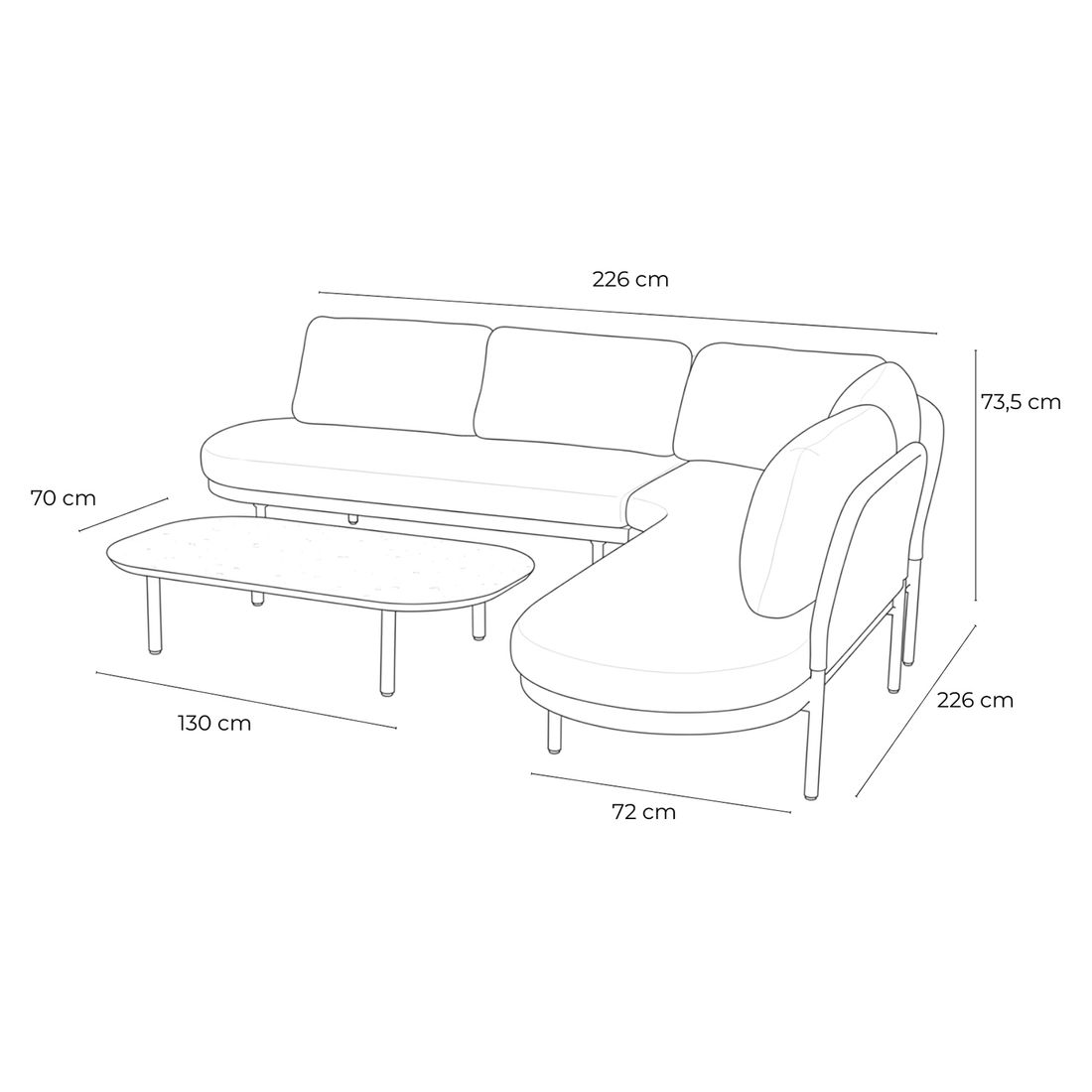 Hartman Bilboa Ecklounge inkl. Loungetisch Aluminium/Rope/Polyester