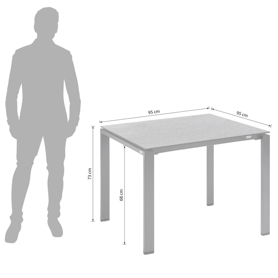 Kettler Float Gartentisch 95x95cm Aluminium/HPL