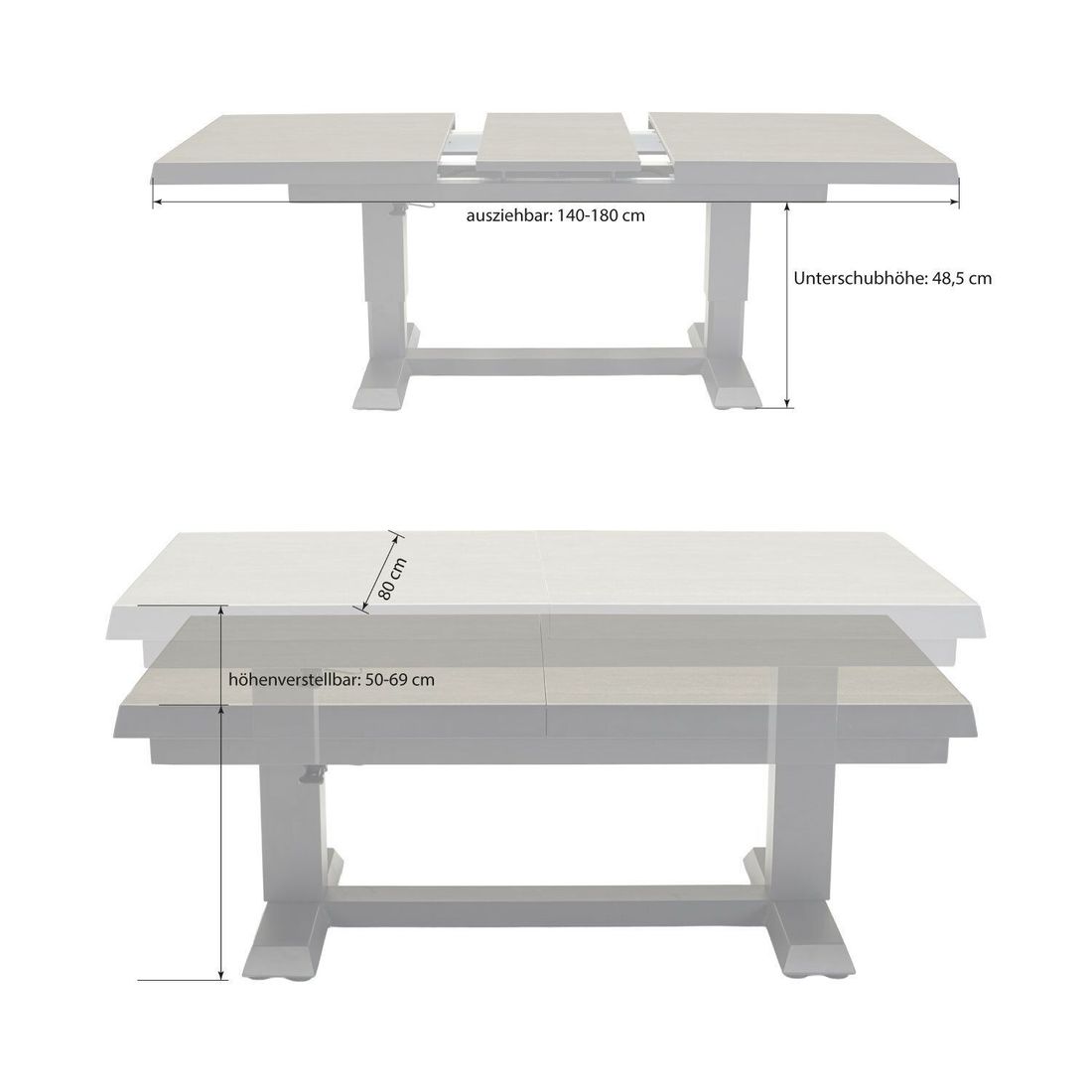 LC Garden Avena Dininglounge Tisch 140/180x80cm Aluminium/Polyester