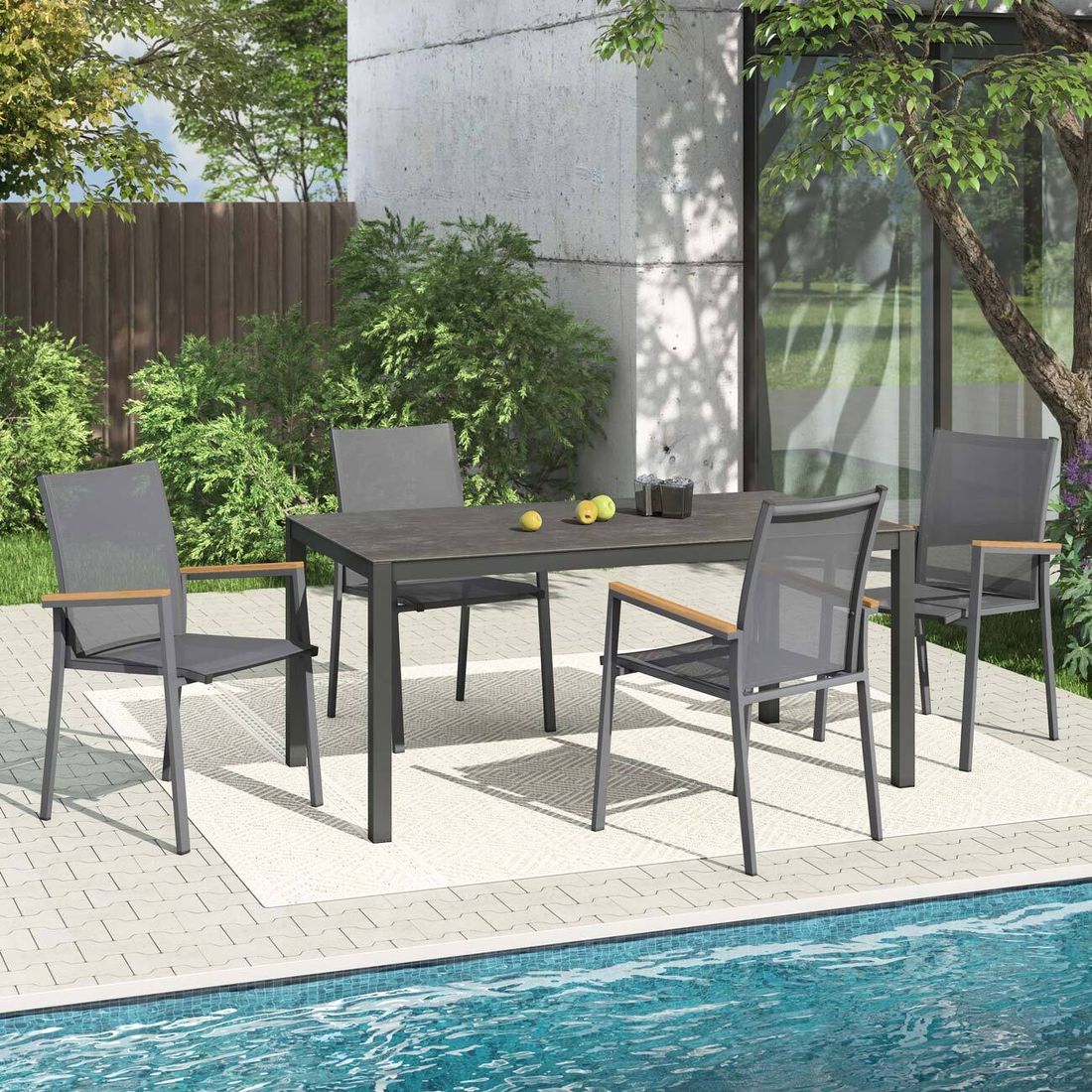 OUTLIV. Kobe Gartenmöbel-Set M (4 Plätze) Tisch 160x90cm