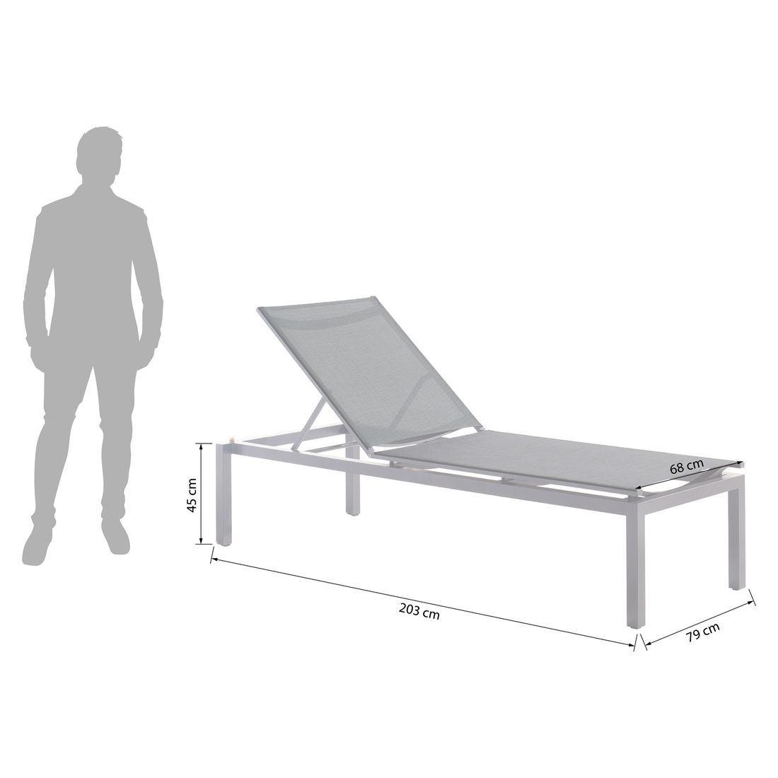 Sieger Brest Gartenliege verstellbar Aluminium/Textilux