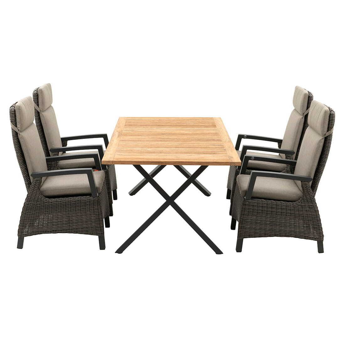 Siena Garden Corido Gartenmöbel-Set 5-tlg. mit OUTLIV. verstellbar Tisch 200x100cm