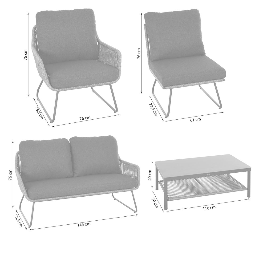 Siena Garden Kansas Ecklounge inkl. Loungetisch Aluminium/Gardino-Geflecht
