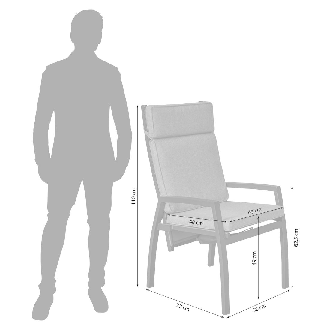 LC Garden Sondrino Gartensessel verstellbar Aluminium mit Sitz- und Rückenkissen