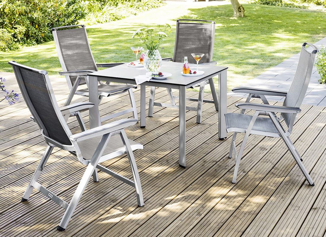 Kettler Forma II Gartenmöbel-Set M verstellbar (4 Plätze) Tisch 95x95cm