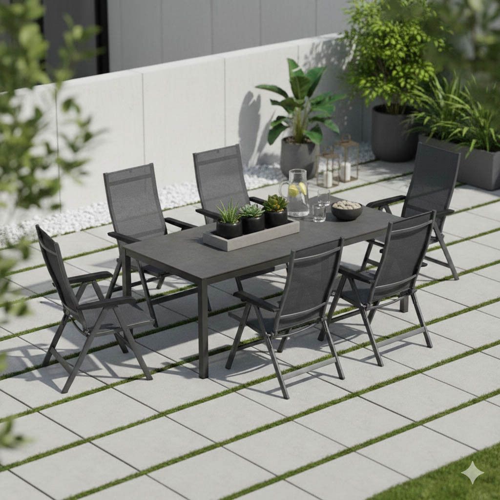 Kettler Basic+ Premium Gartenmöbel-Set L (6 Plätze) mit OUTLIV. Tisch 220x100cm