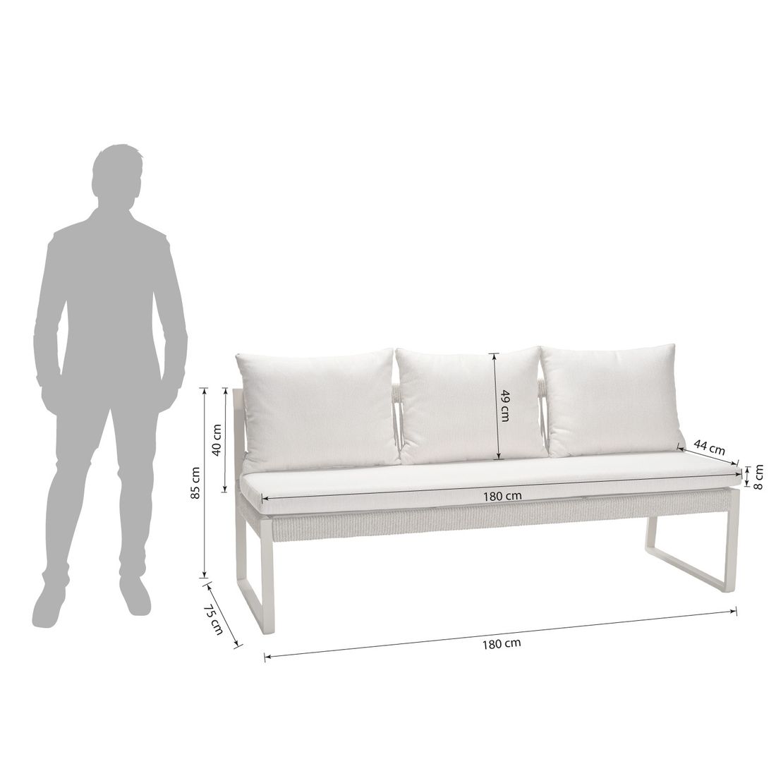 Stern Tammo Diningsofa Aluminium/Rope/Outdoorstoff