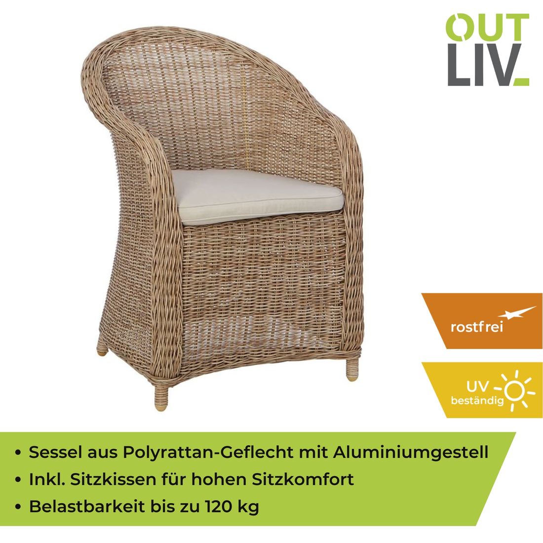 OUTLIV. Coventry Diningsessel Aluminium/Geflecht