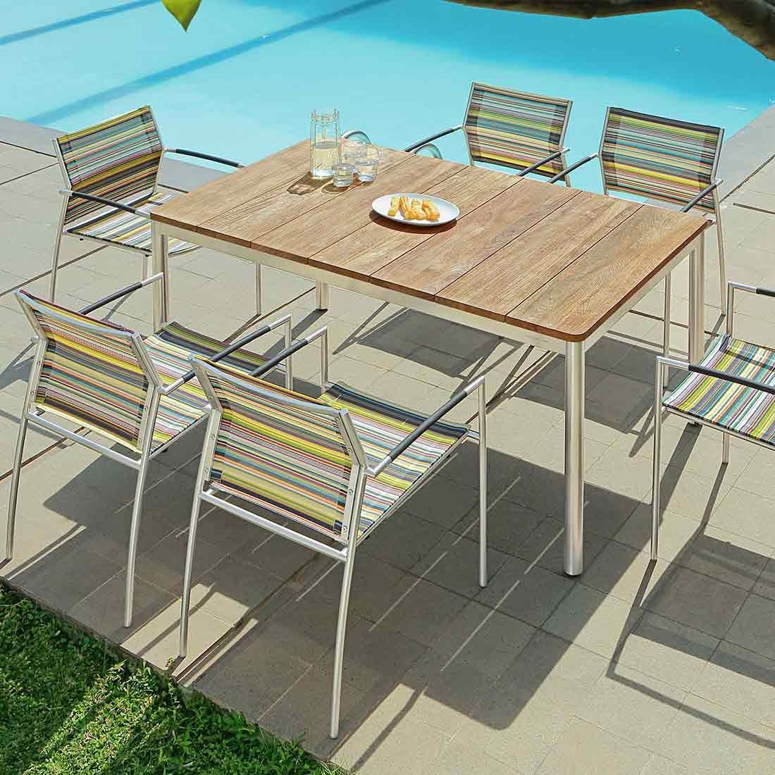 Zebra Naxos Gartentisch 160x90 cm Edelstahl/Teak