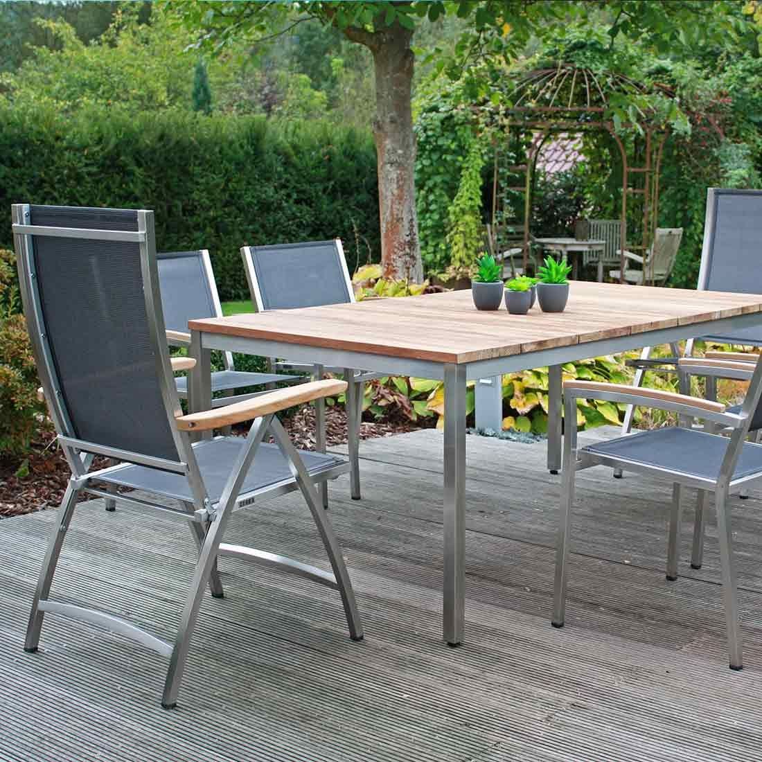 Zebra Naxos Gartentisch 180x100 cm Edelstahl/Teak