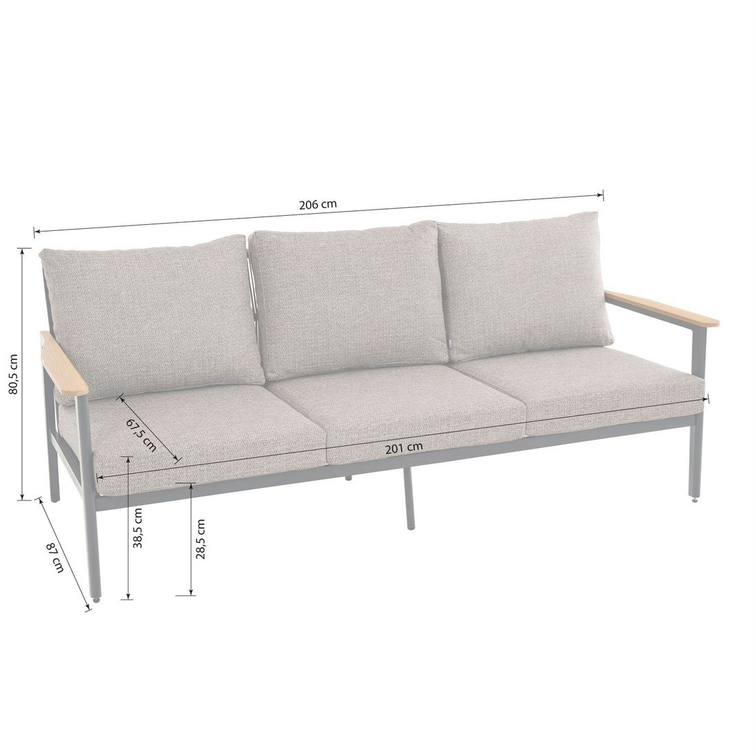 Siena Garden Liguria Loungeset inkl. Loungetisch Aluminium/Gardino-Geflecht/Polyester