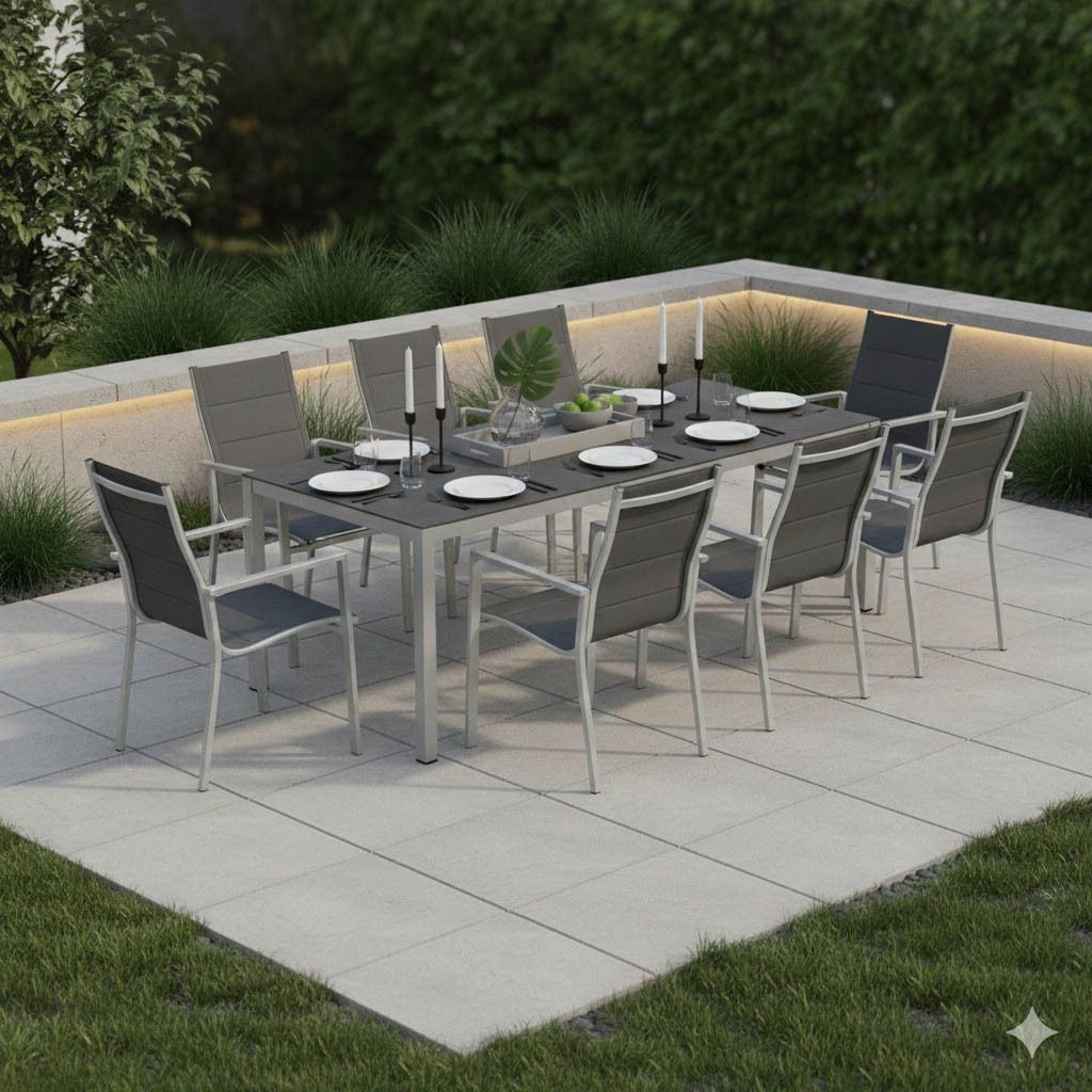 OUTLIV. Melbourne Gartenmöbel-Set XL (8 Plätze) Tisch 220x100cm
