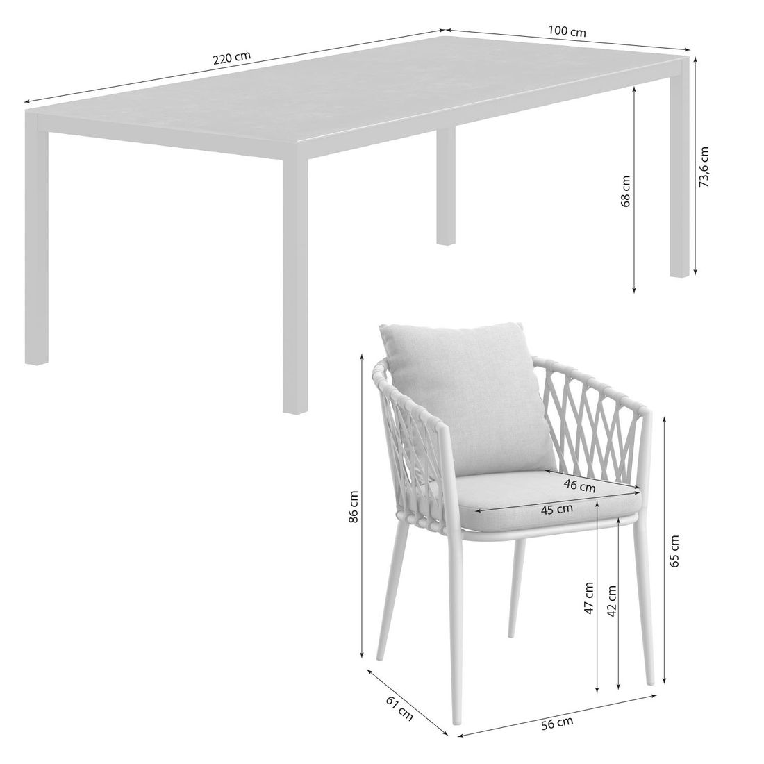 LC Garden Sunrepo Gartenmöbel-Set L (6 Plätze) mit OUTLIV. Tisch 220x100cm