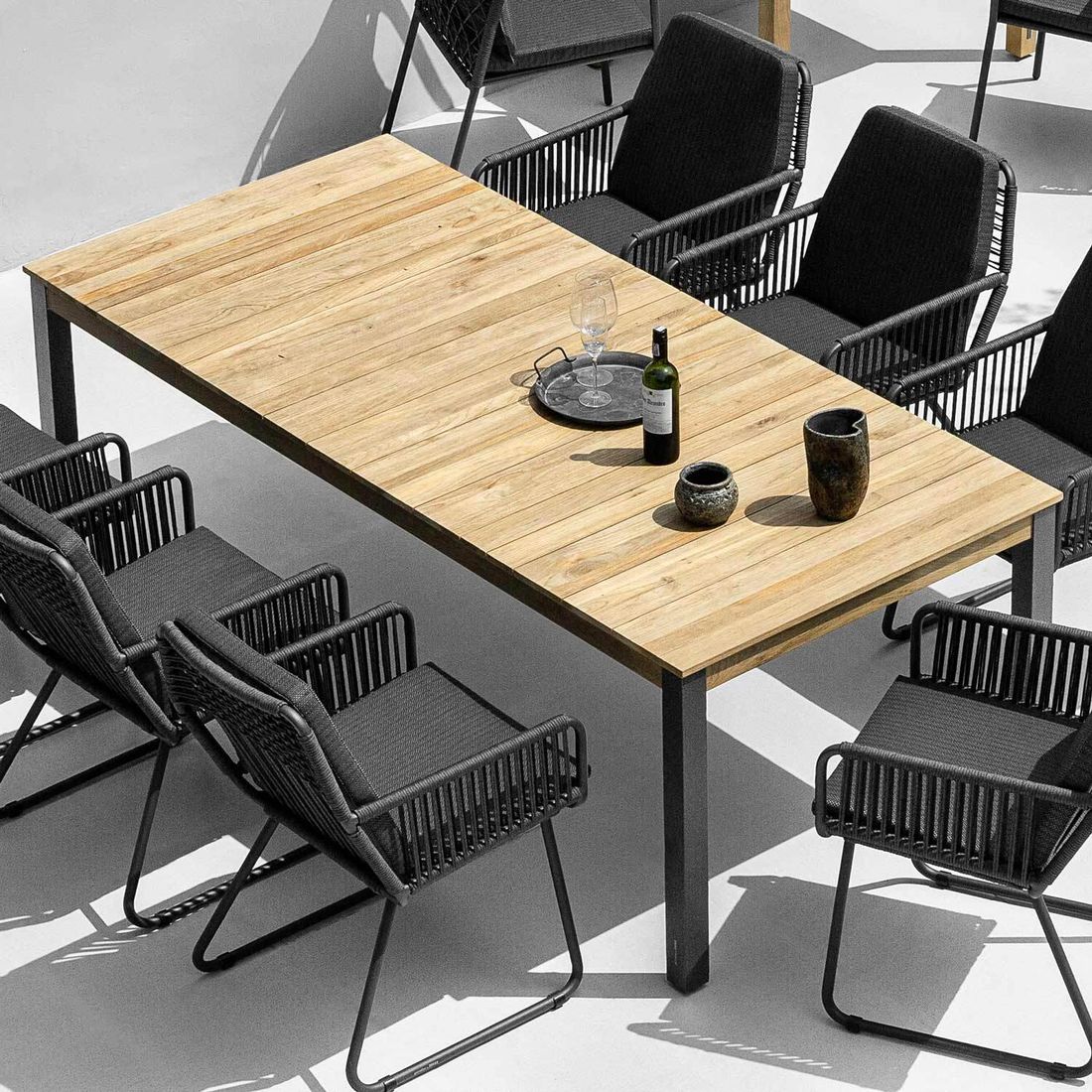 Zebra Derex Gartentisch 220x100cm Aluminium/Teak recycelt