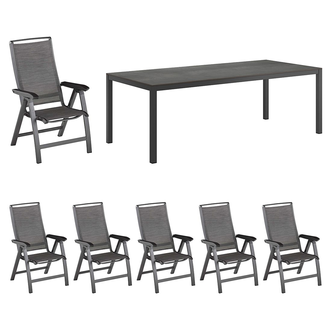 Kettler Forma II Gartenmöbel-Set L verstellbar (6 Plätze) mit OUTLIV. Tisch 220x100cm