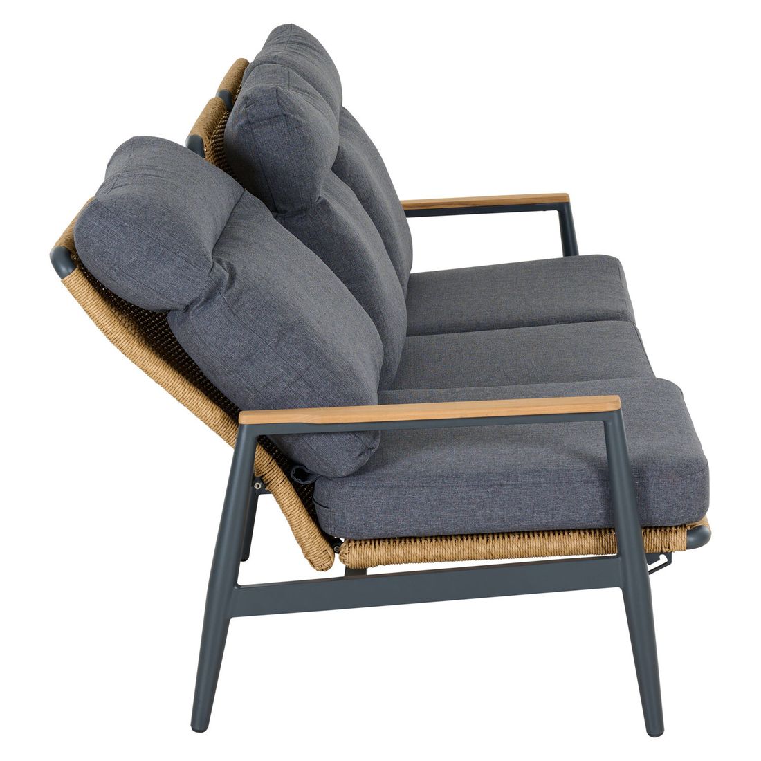 Siena Garden Roma Loungeset verstellbar inkl. Loungetisch Aluminium/Gardino-Geflecht