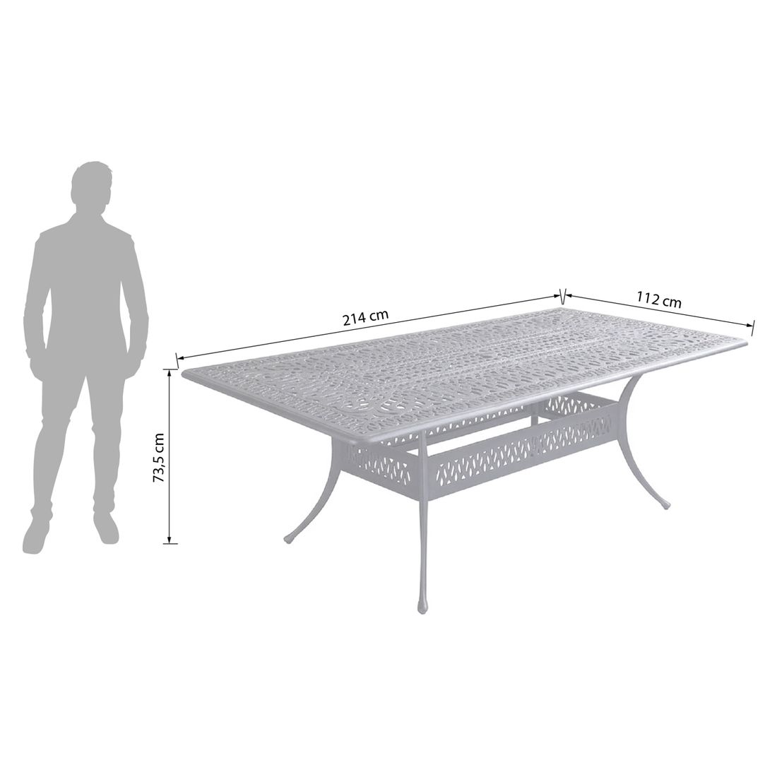 Hartman Amalfi Gartentisch 214x112cm Aluminiumguss