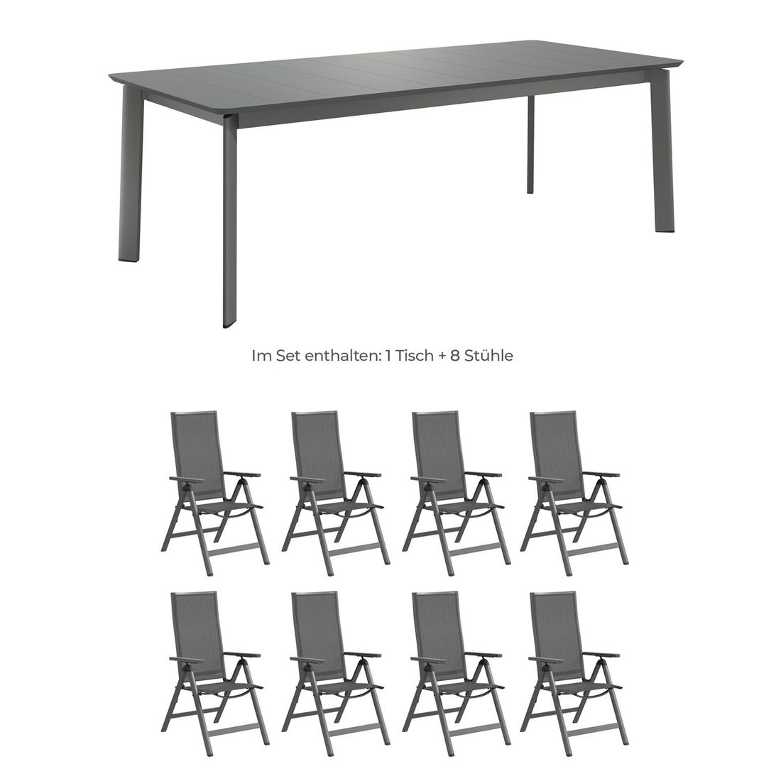 OUTLIV. Jacob Gartenmöbel-Set XL (8 Plätze) Tisch 220x100cm