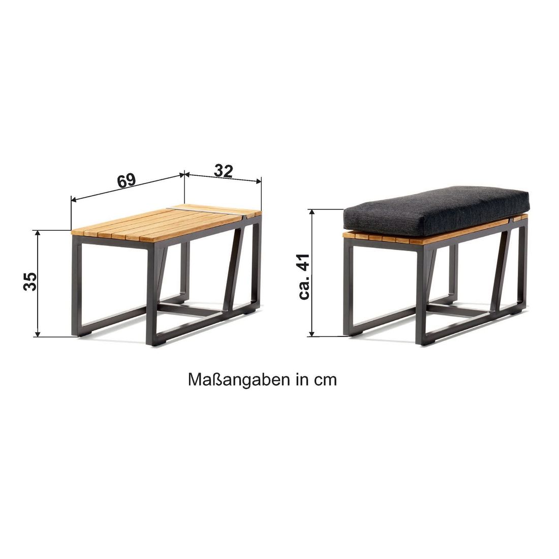 Sieger Havanna Beistelltisch 69x32cm Aluminium/Teak