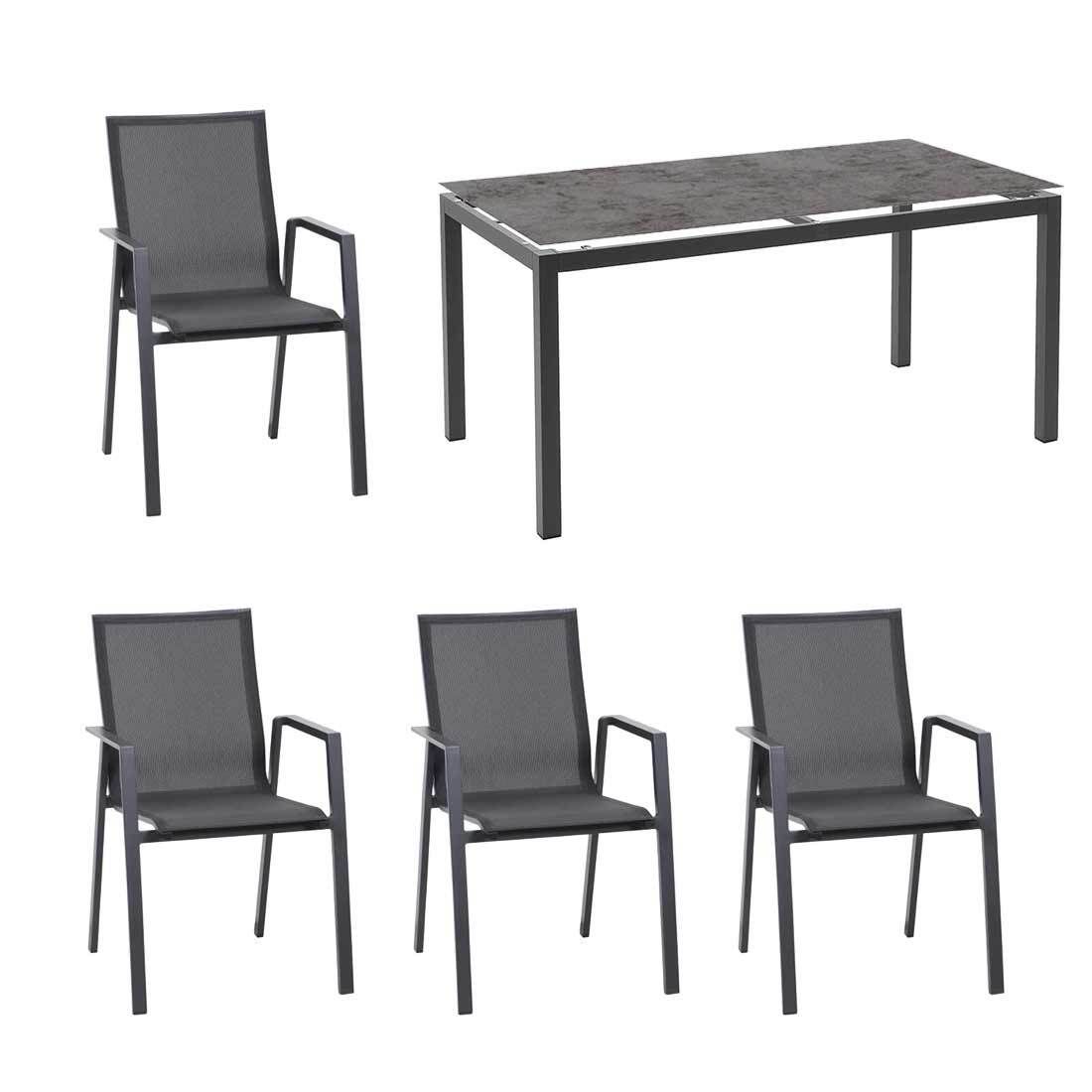 Siena Garden Reno Gartenmöbel-Set M (4 Plätze) mit OUTLIV. Tisch 160x90cm