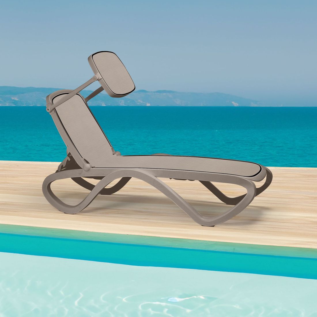 Nardi Omega 2-teiliges Set Gartenliege & Sonnendach Kunststoff/Textilene
