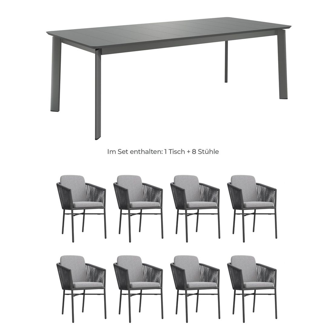 OUTLIV. Ohio Gartenmöbel-Set XL (8 Plätze) Tisch 220x100cm