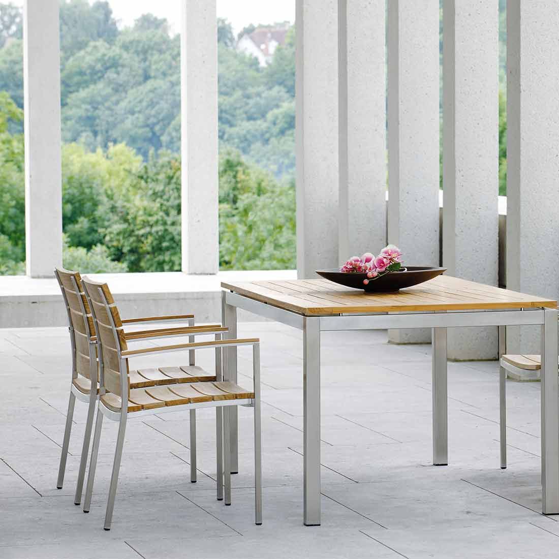 Stern Savona Stapelsessel Edelstahl/Teak