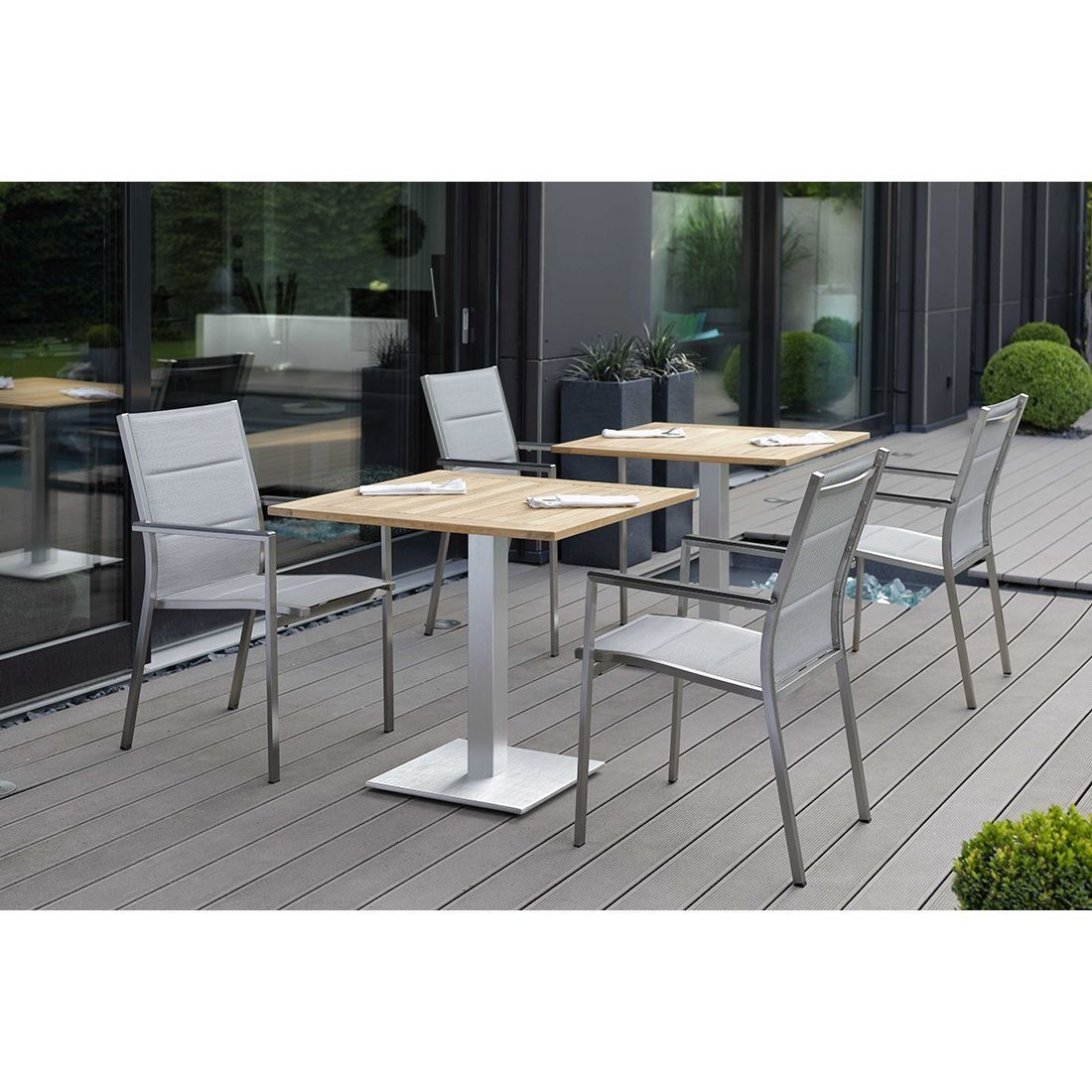 Stern Gartentisch 80x80cm Aluminium/Teak