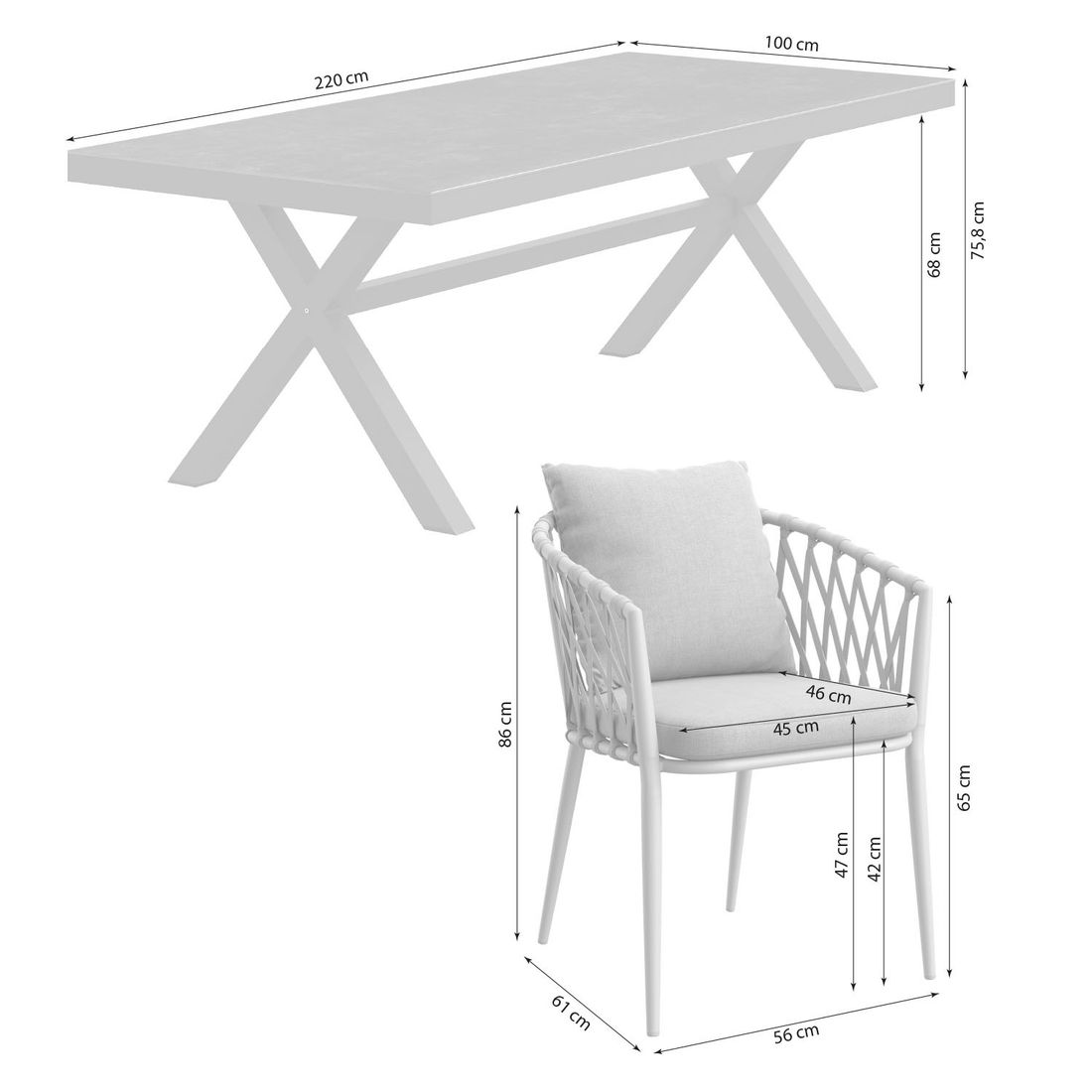 LC Garden Sunrepo Gartenmöbel-Set L (6 Plätze) mit OUTLIV. Tisch 220x100cm