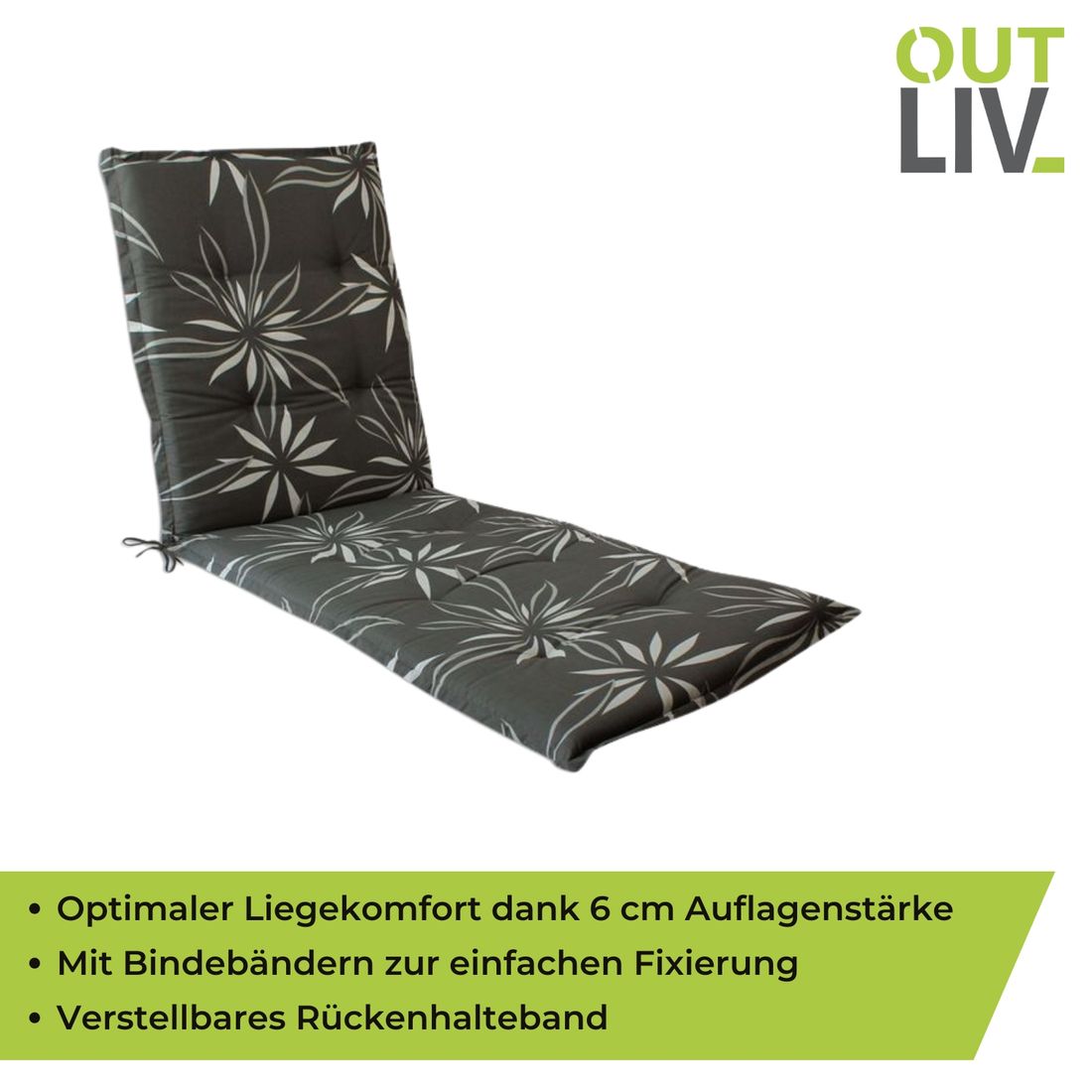OUTLIV. Florence Gartenliegenauflage 60x190cm Mischgewebe
