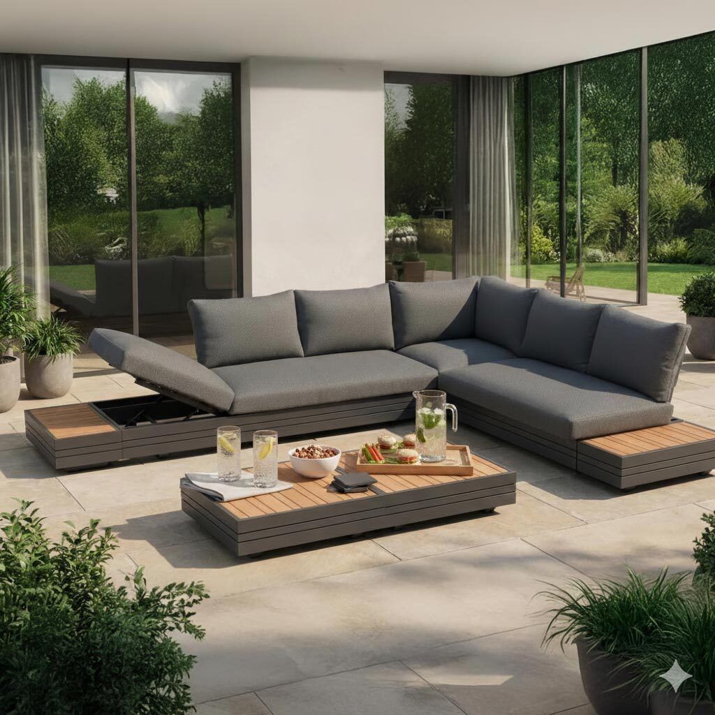 Zebra Cubo Neo Ecklounge inkl. Loungetische Aluminium/Sunproof