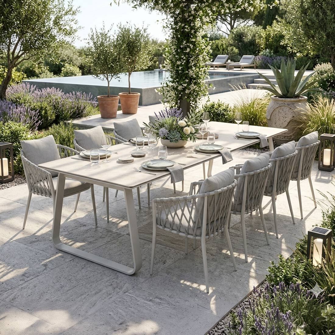 LC Garden Sunrepo Gartenmöbel-Set XL (8 Plätze) mit OUTLIV. Tisch 280x100cm