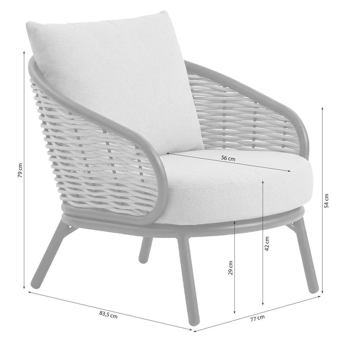 Apple Bee Pine Key Loungesessel Aluminium/Polyrattan/Bee Wett