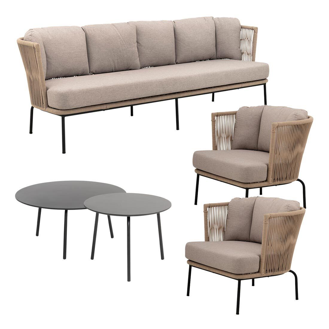 Cosmic Collection Touch Loungeset inkl. Loungetische Stahl/Rope/Spun Polyester