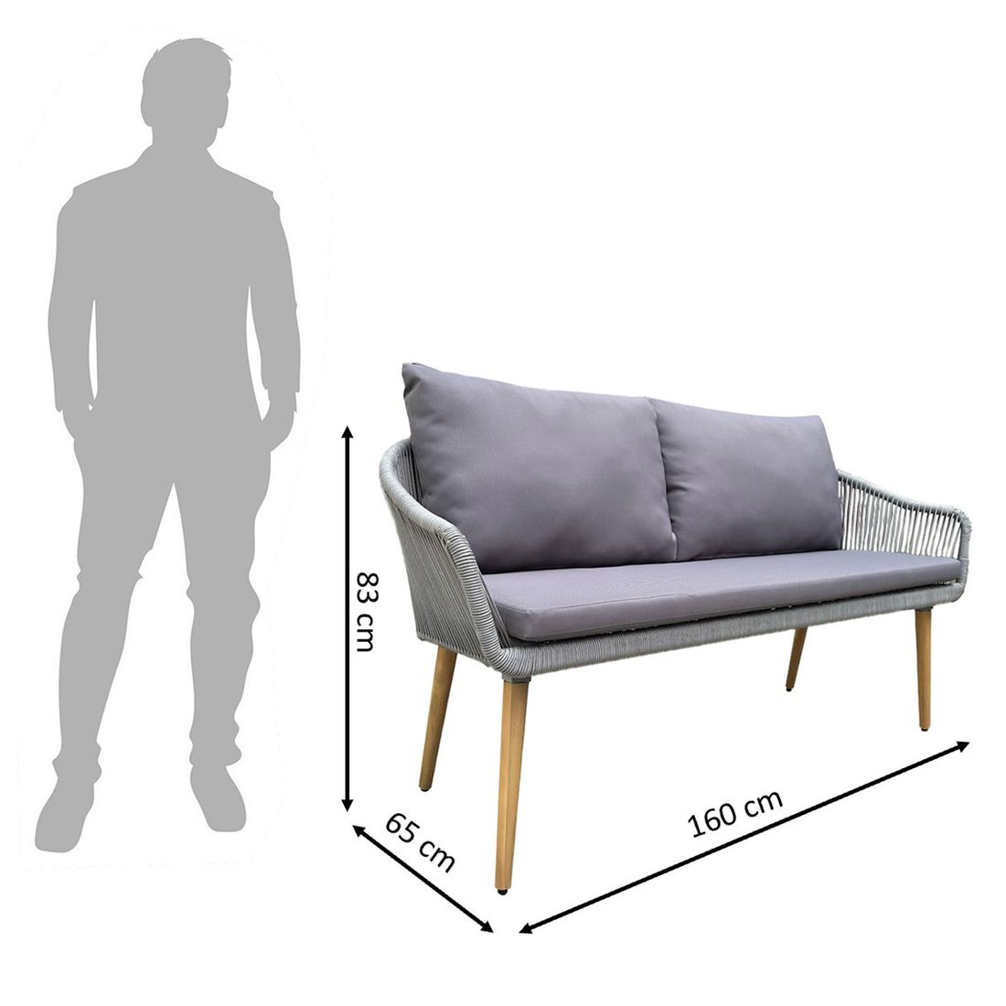 OUTLIV. Lille Gartensofa Akazie/Rope/Polyester