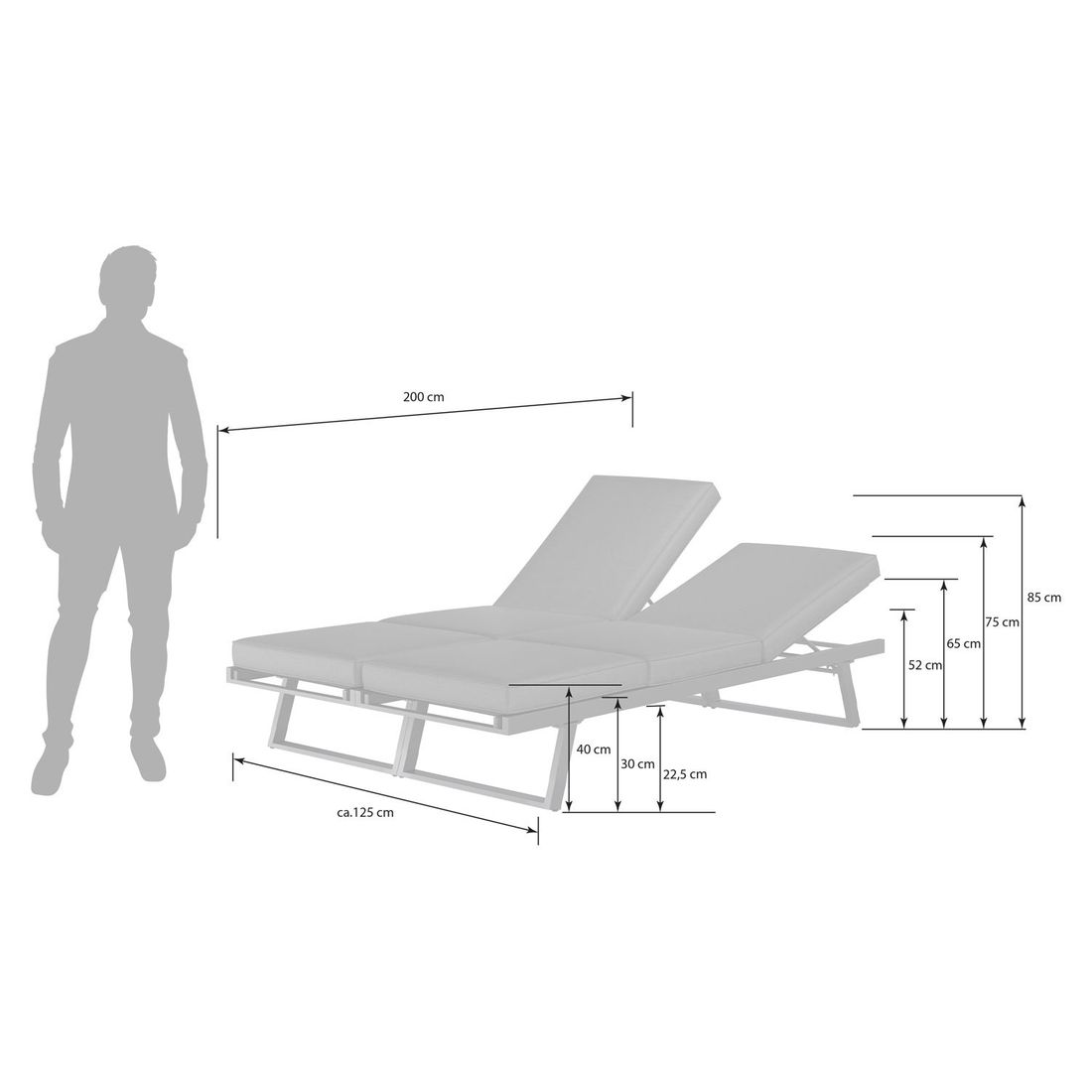 OUTLIV. Lucca Doppelliege verstellbar Aluminium/Polyester