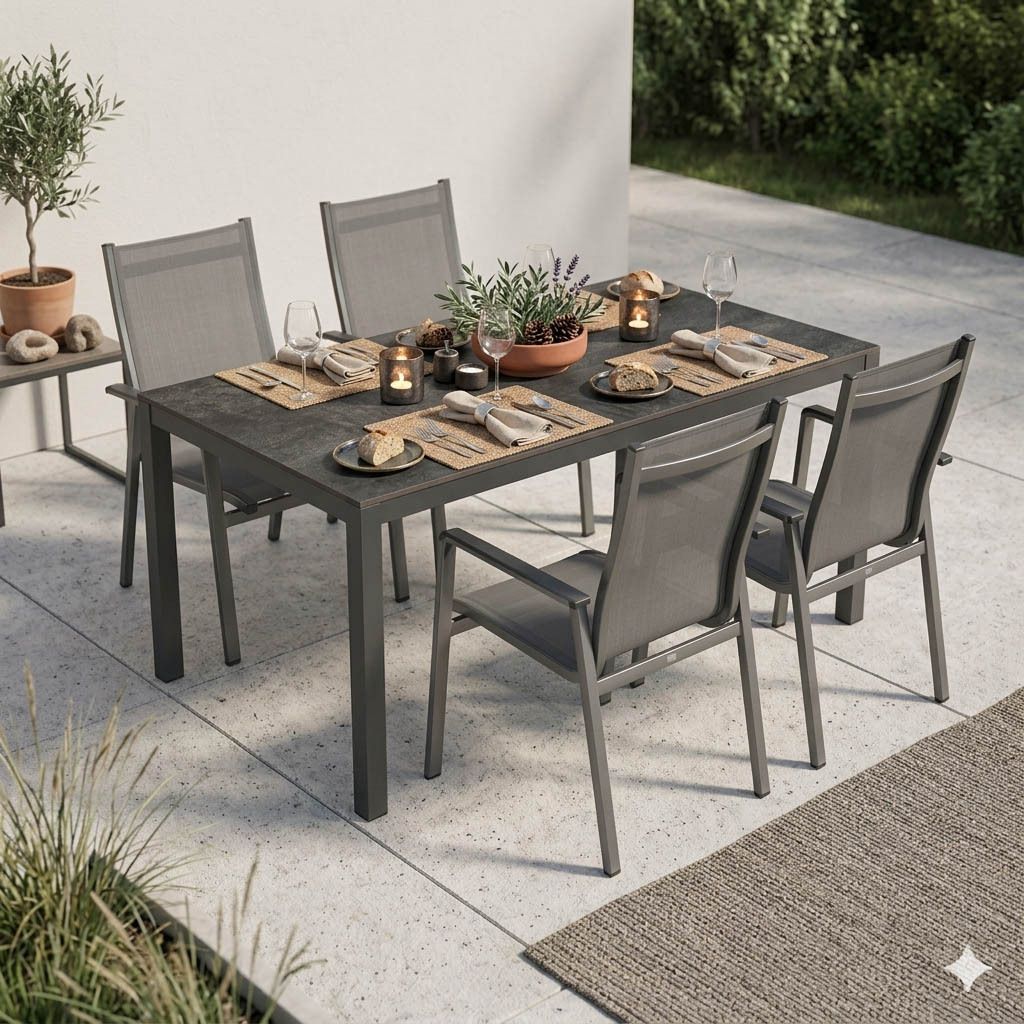 MWH Elements Gartenmöbel-Set M (4 Plätze) mit OUTLIV. Tisch 160x90cm